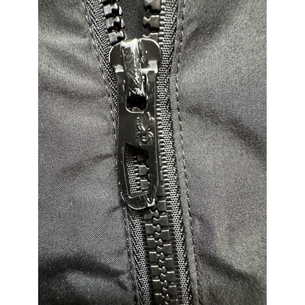 Spyder Windbreaker Jacket Mens M Black Full Zip Hooded Logo Tape Lightweight - Picture 6 of 11